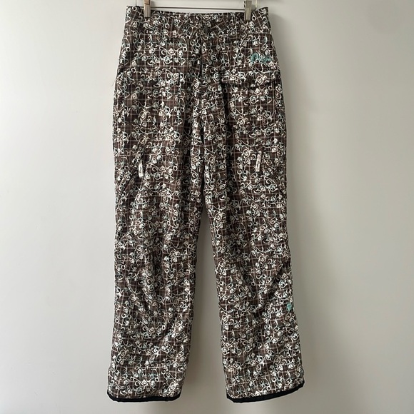 ORAGE WOMENS GIRLS SNOWBOARDING SKI PANTS W/ADJUST BAND brown aqua SZ 16 (XS/S) - Picture 1 of 16